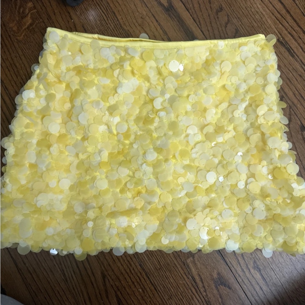 Zara Yellow Sequin Mini Skirt
